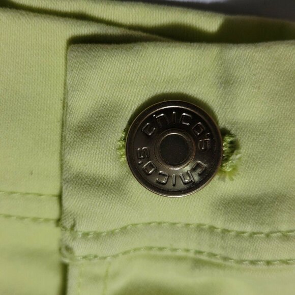 Chicos Jacket Sateen Pale Soft Lime Button Front Mandarin Collar - Picture 4 of 12